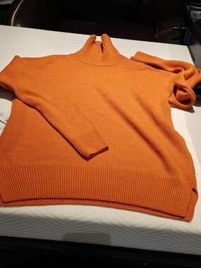 Men's Orange Ribbed Turtleneck Sweater